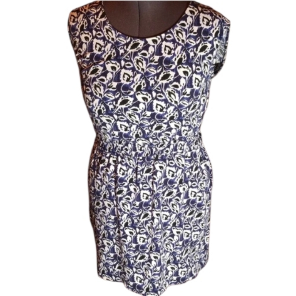 LOFT | Sleeveless Cottom Spandex Floral Summer Vacation Dress Elastic Waist‎ | S